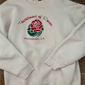 White womens sweatshirt crew neck Pasadena California roses